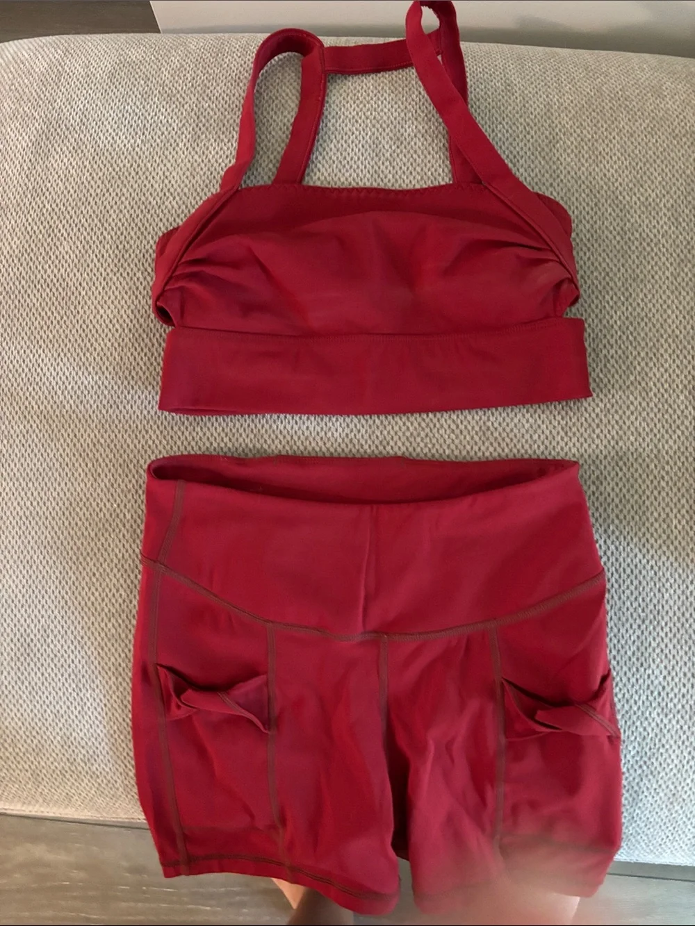 Red Athletic Sports Bra and Short set- Free people movement